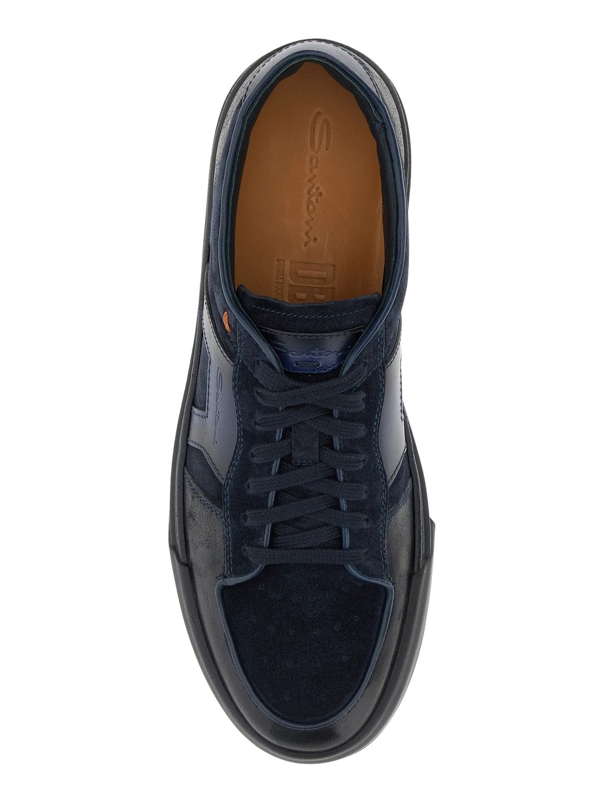 Low-Top Leather Suede Rubber Sole Sneakers