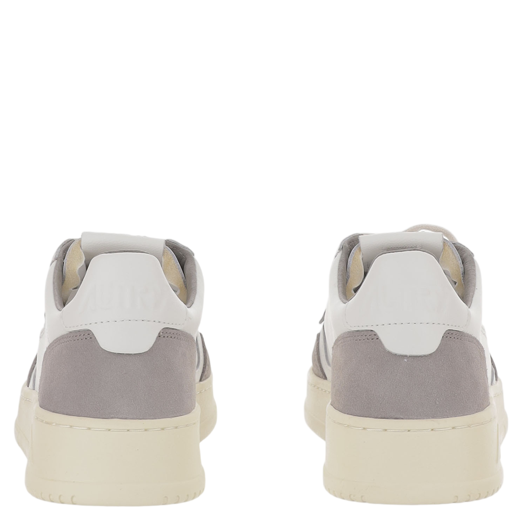 Low-Top Leather Sneakers with Suede Inserts and Logo Details