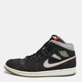 Air Jordans Black/grey Durabuck And Leather Jordan 1 Mid Black Particle Grey Gym Red Sneakers