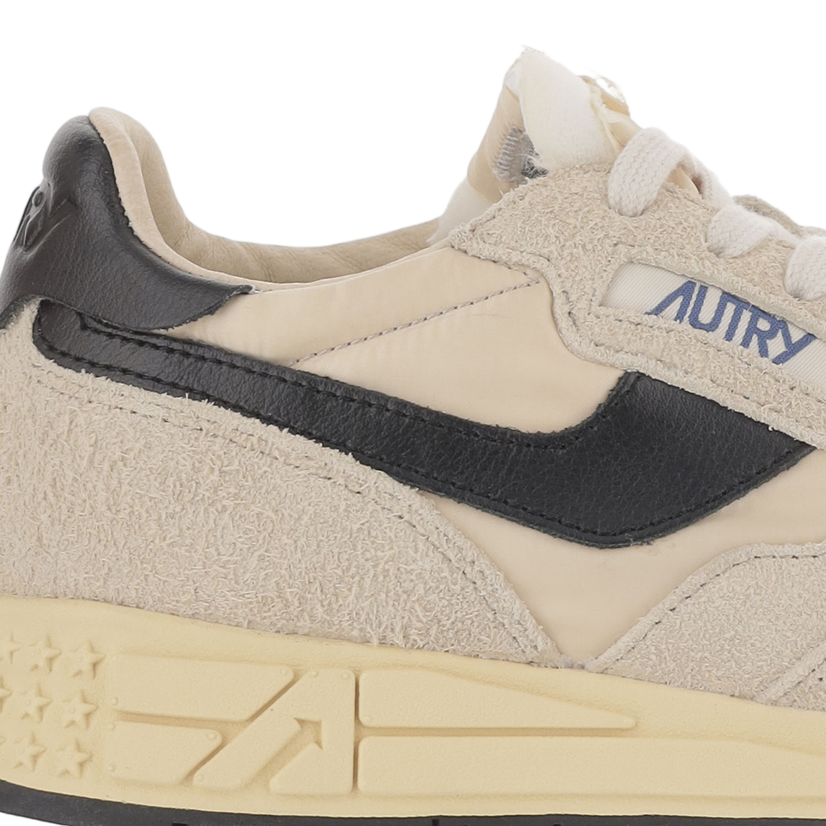 Ivory/Black Leather Running Sneakers
