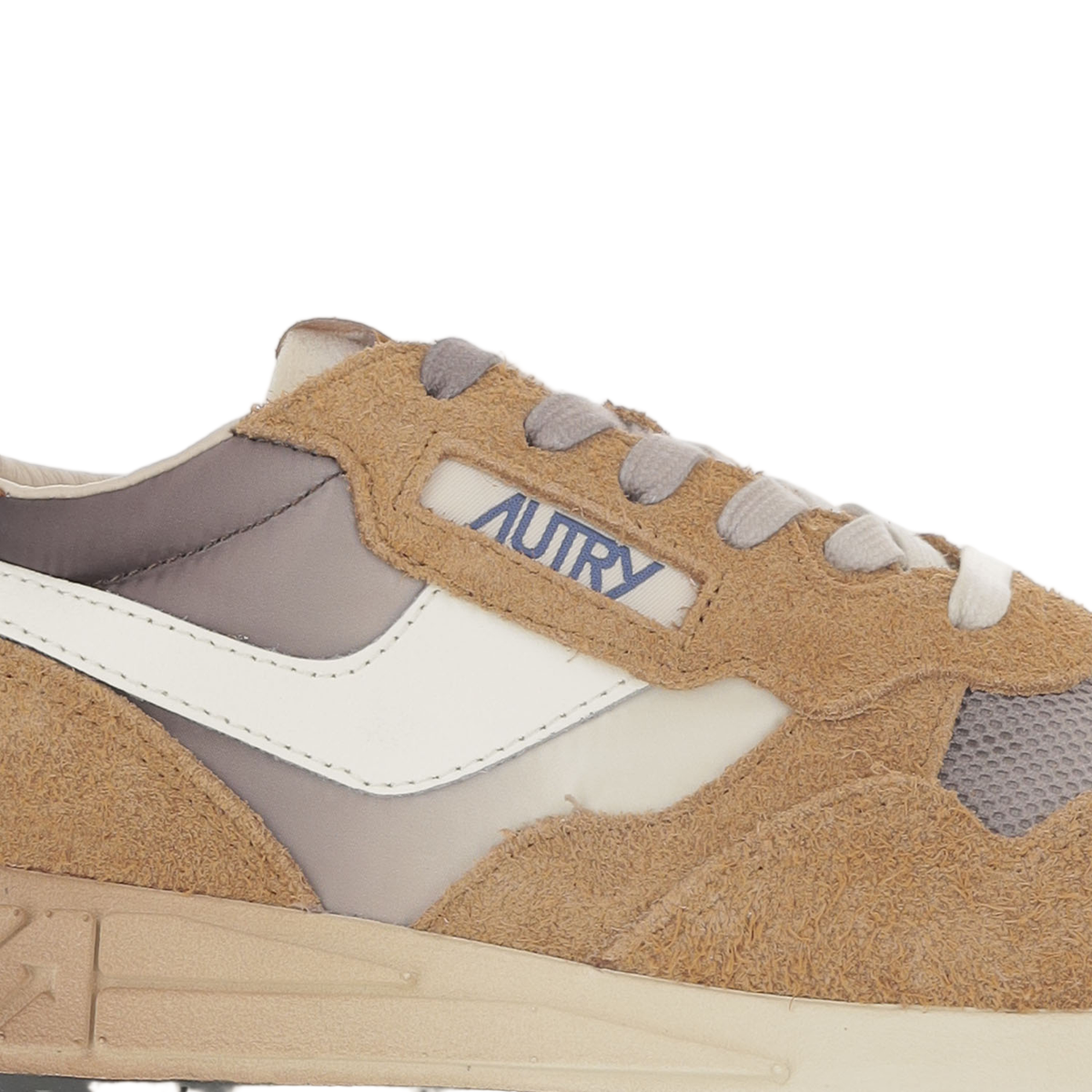 Brown Leather Nylon Running Sneakers