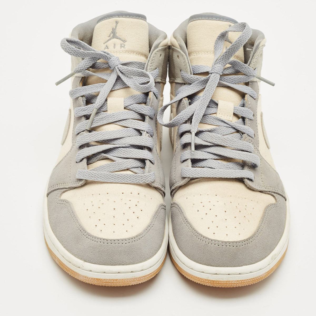 Air Jordans Grey/beige Suede And Canvas Jordan 1 Mid Se Coconut Milk Particle Grey Sneakers