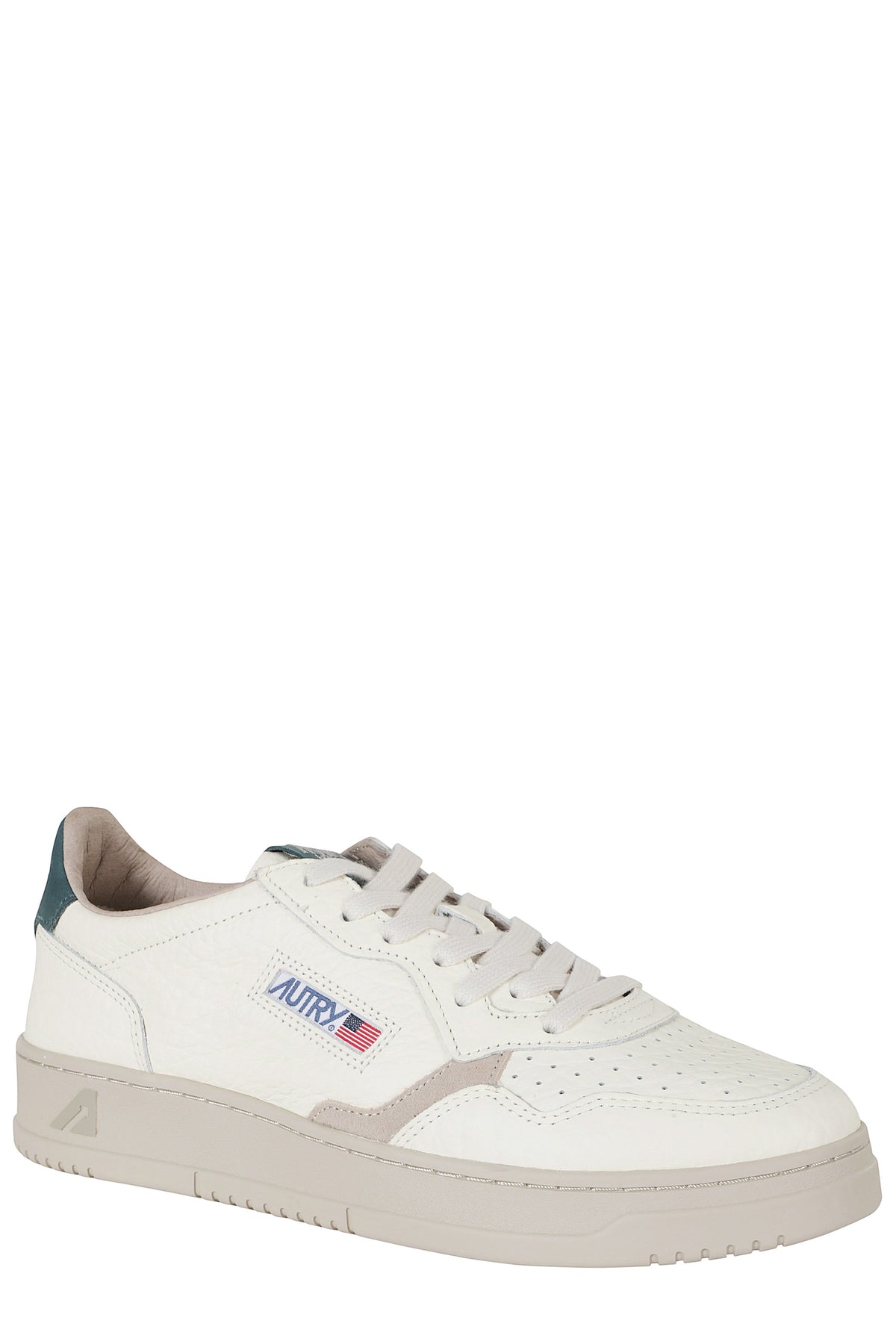 Cream Green Medalist Low Leather Sneakers