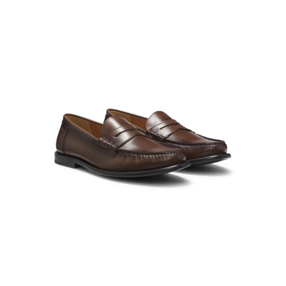 Leather moccasins with penny trim