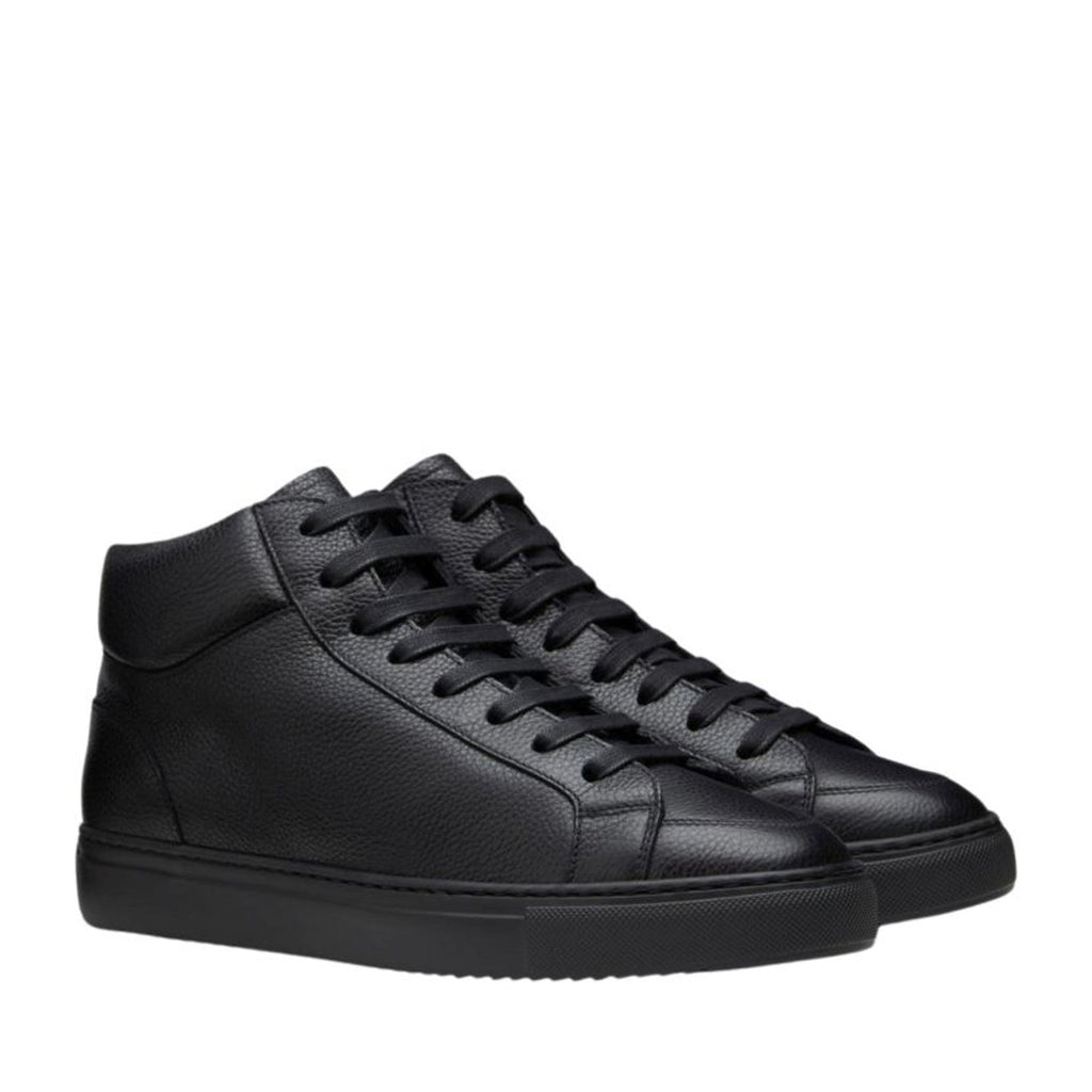 Blue High-Top Textured Leather Sneakers