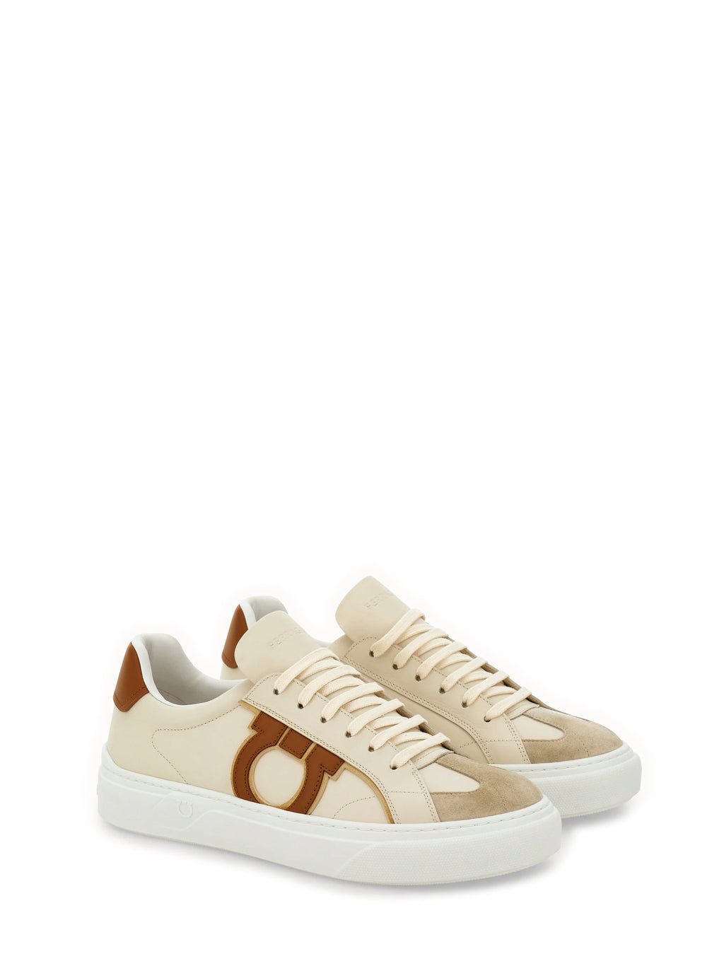 Low-Top Leather Sneakers with Prominent Logo Detail