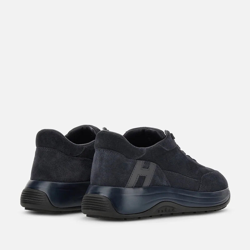 H719 Allacciato H Blue Calfskin Suede Sneakers