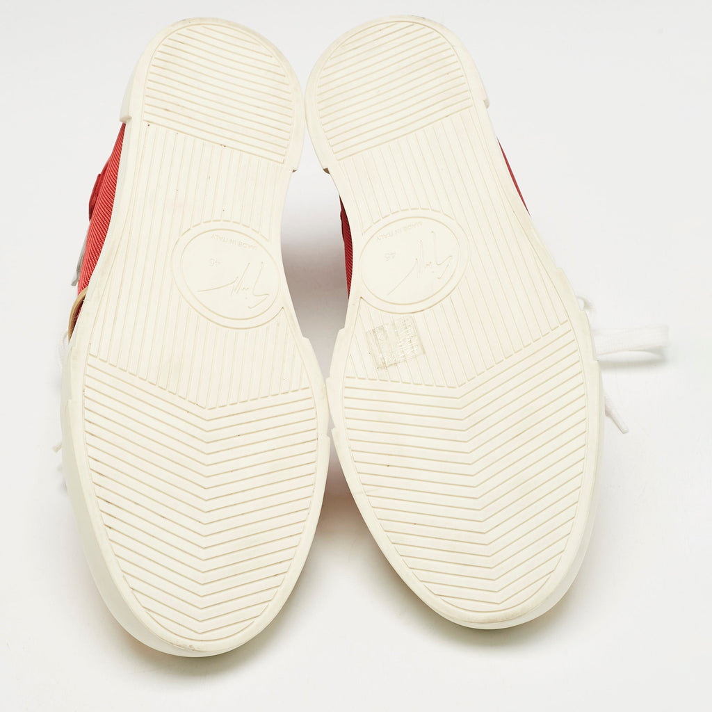 Giuseppe Zanotti Red/gold Canvas And Leather Foxy London High Top Sneakers