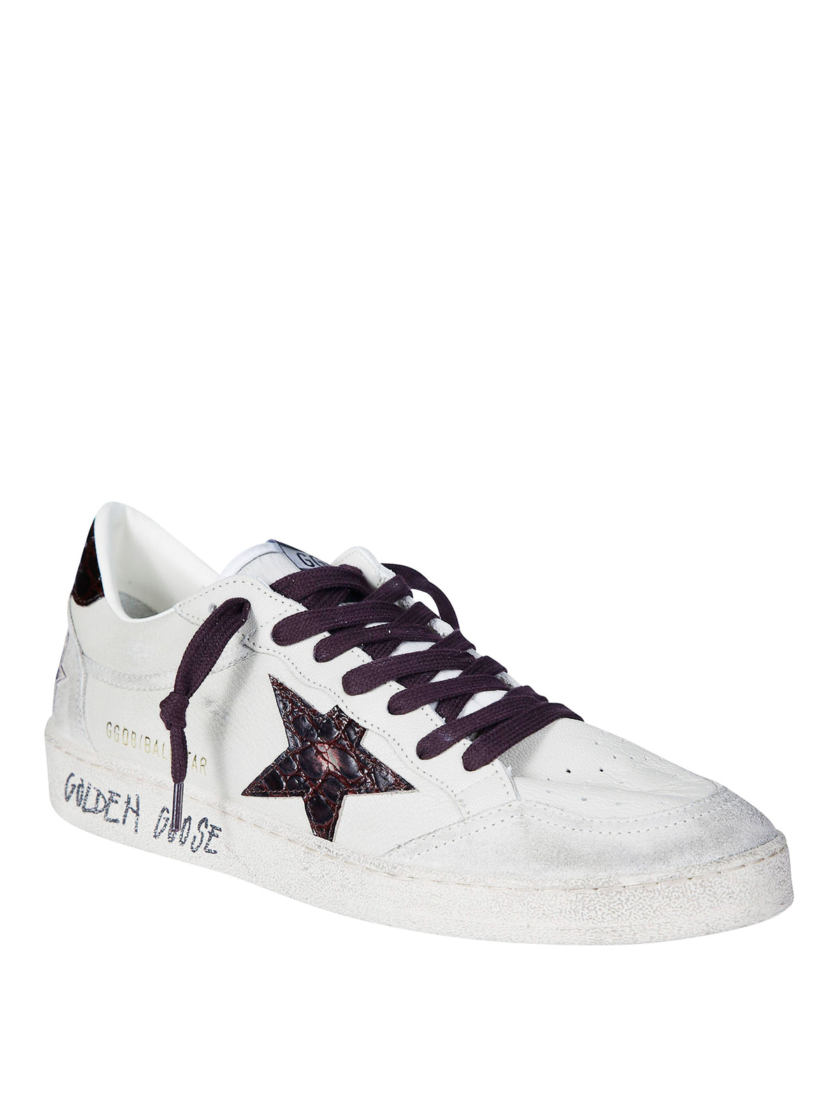Ball Star Low-Top Distressed White Leather Sneakers