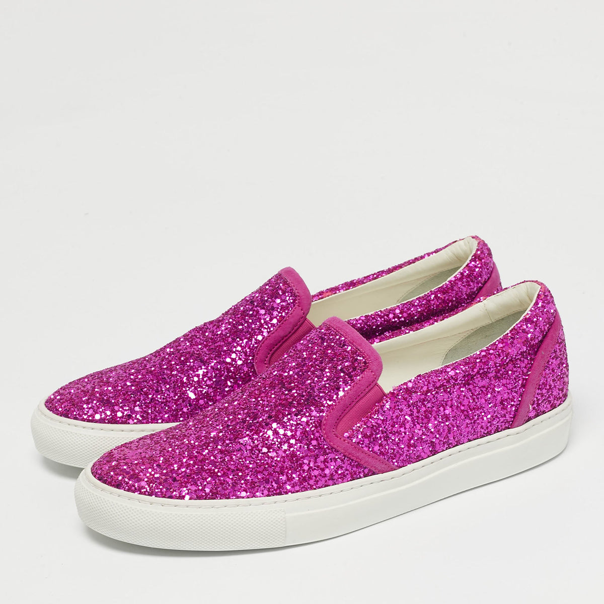 Dsquared2 Pink Glitter Crystal Embellished Slip On Sneakers
