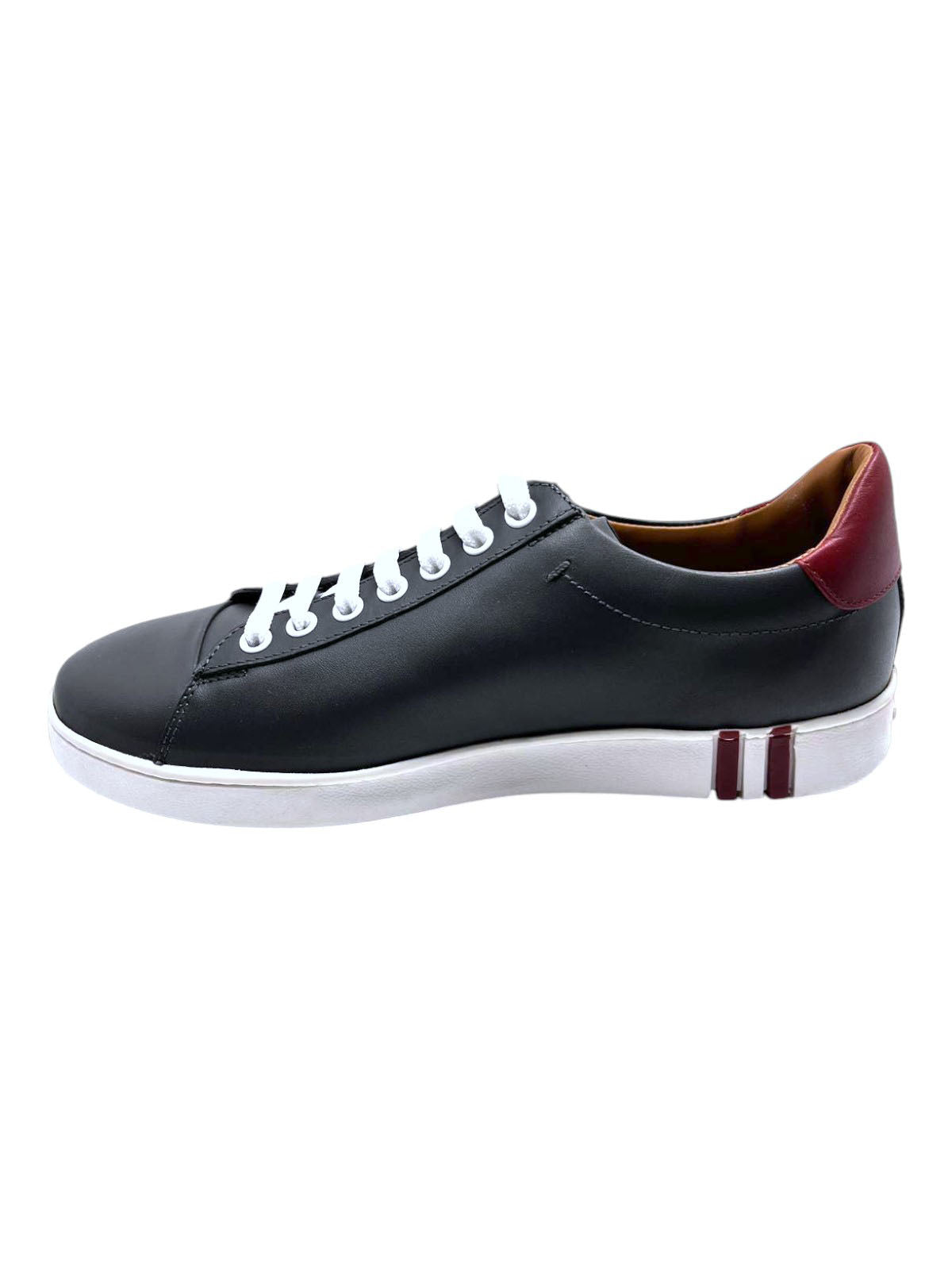 Bally Asher 6217401 Men's Dark Grey Calf Plain Leather Sneakers Size 6.5