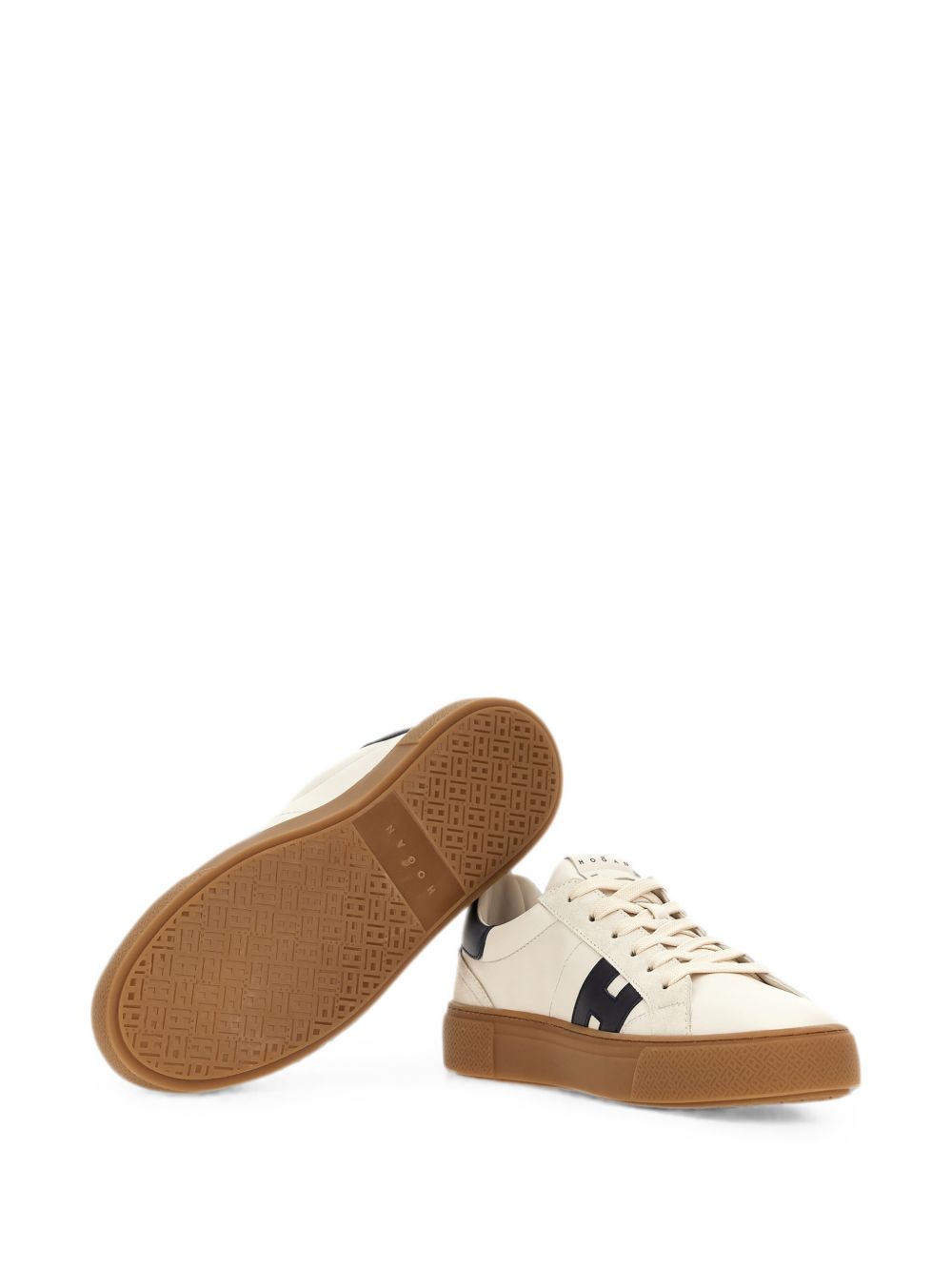 Cream Low-Top Black Accent Sneakers