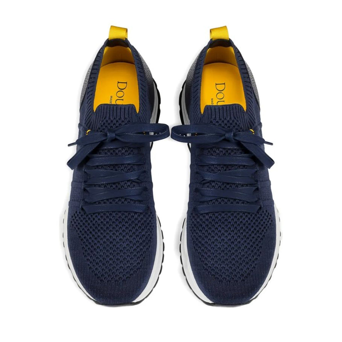 Blue Knitted Snug Collar Contrasting Sole Sneakers