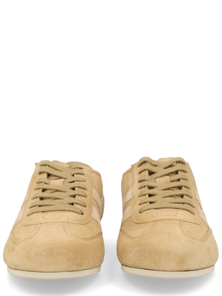 Brook Calf Leather Cotton Panel Sneakers