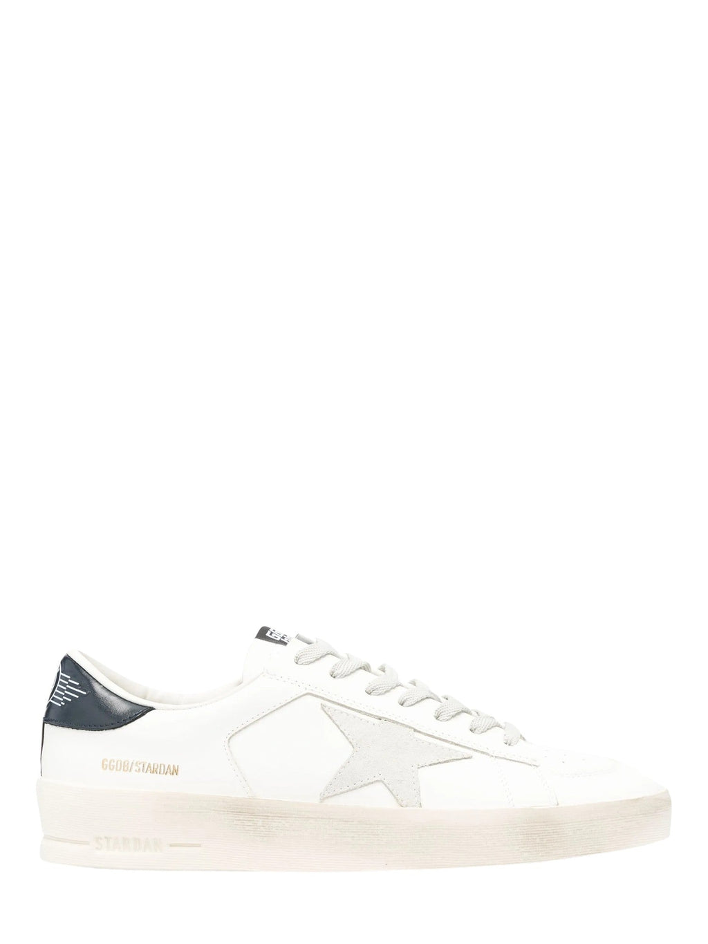 Low-Top Sneakers with Suede Star Detail and Shiny Leather Heel