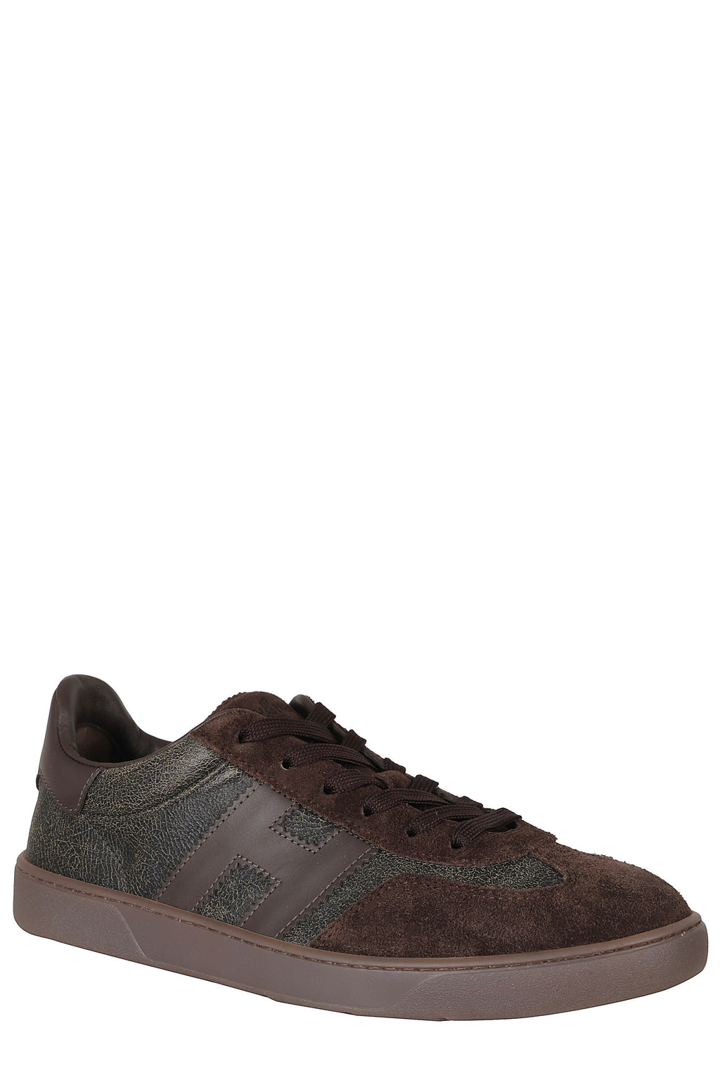 Brown Cool Smooth Leather Suede Rubber Sole Sneakers
