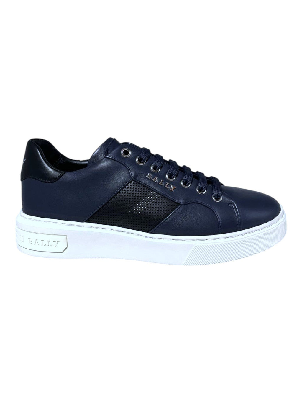 Bally Myko 6300459 Men's Midnight/Black Calf Plain Leather Sneakers
