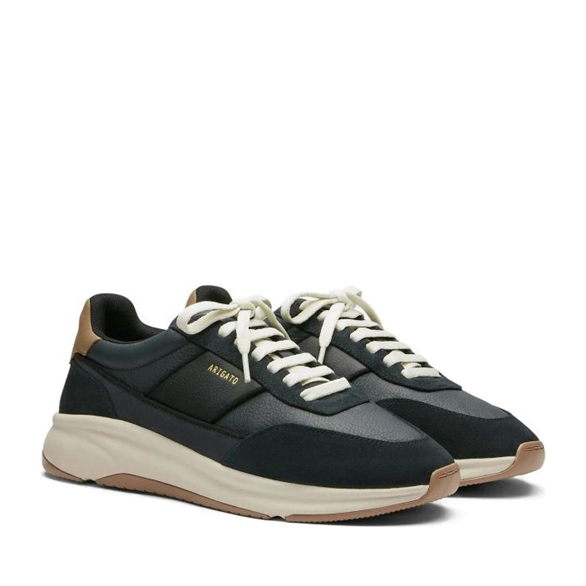 Black Genesis Neo Runner Leather Suede Accents Sneakers