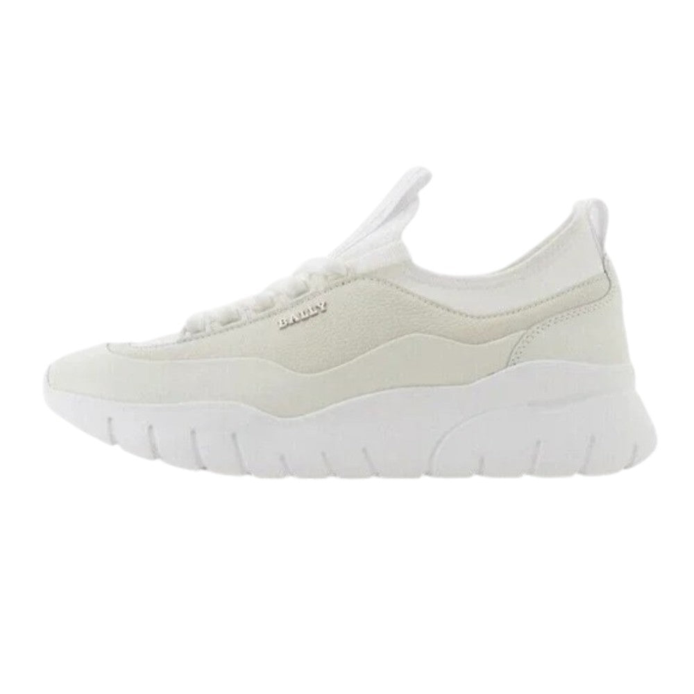 Bally Bikki 6234205 Men's White Lamb Plain Leather Sneakers US 12