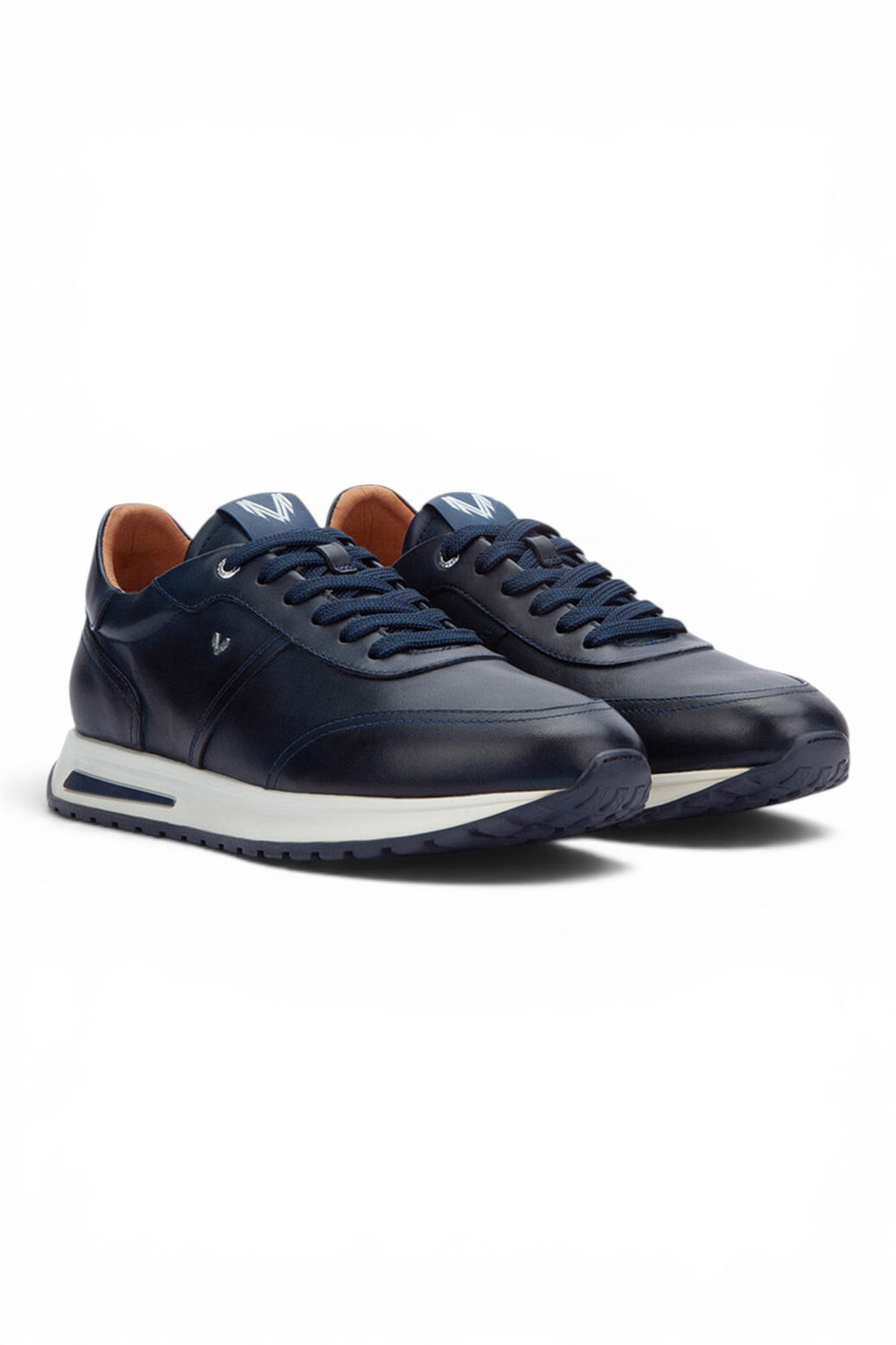 Martinelli Men's Blue Leather Sneakers Trainer Lace-Up Shoes - Hanbury