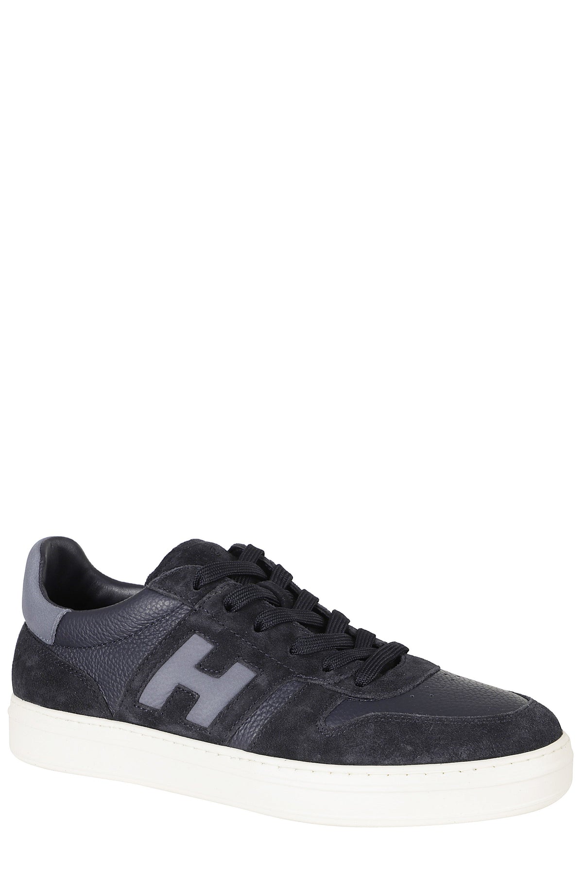 Blue H Tv Smooth Leather Suede Rubber Sole Sneakers