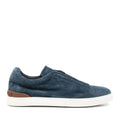 Blue Suede Slip-On Heel Accent Sneakers