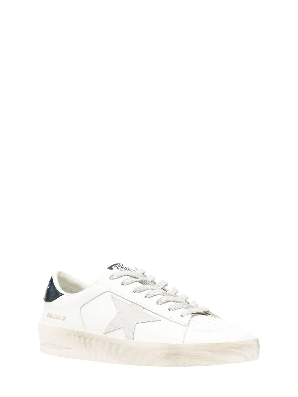 Low-Top Sneakers with Suede Star Detail and Shiny Leather Heel