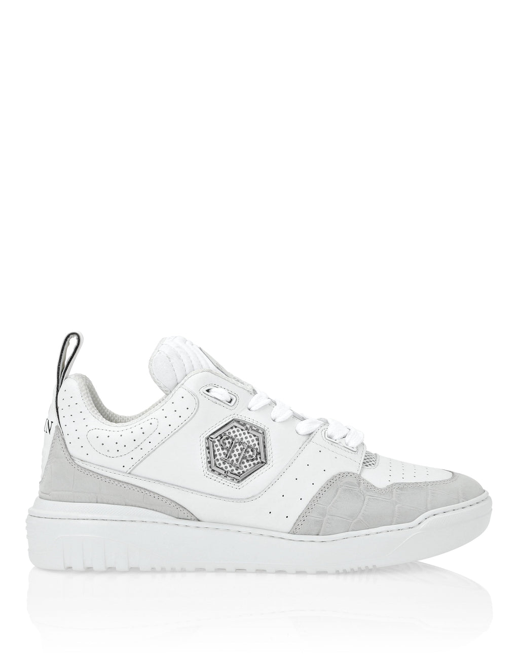Croco Printed Leather Lo-Top Sneakers
