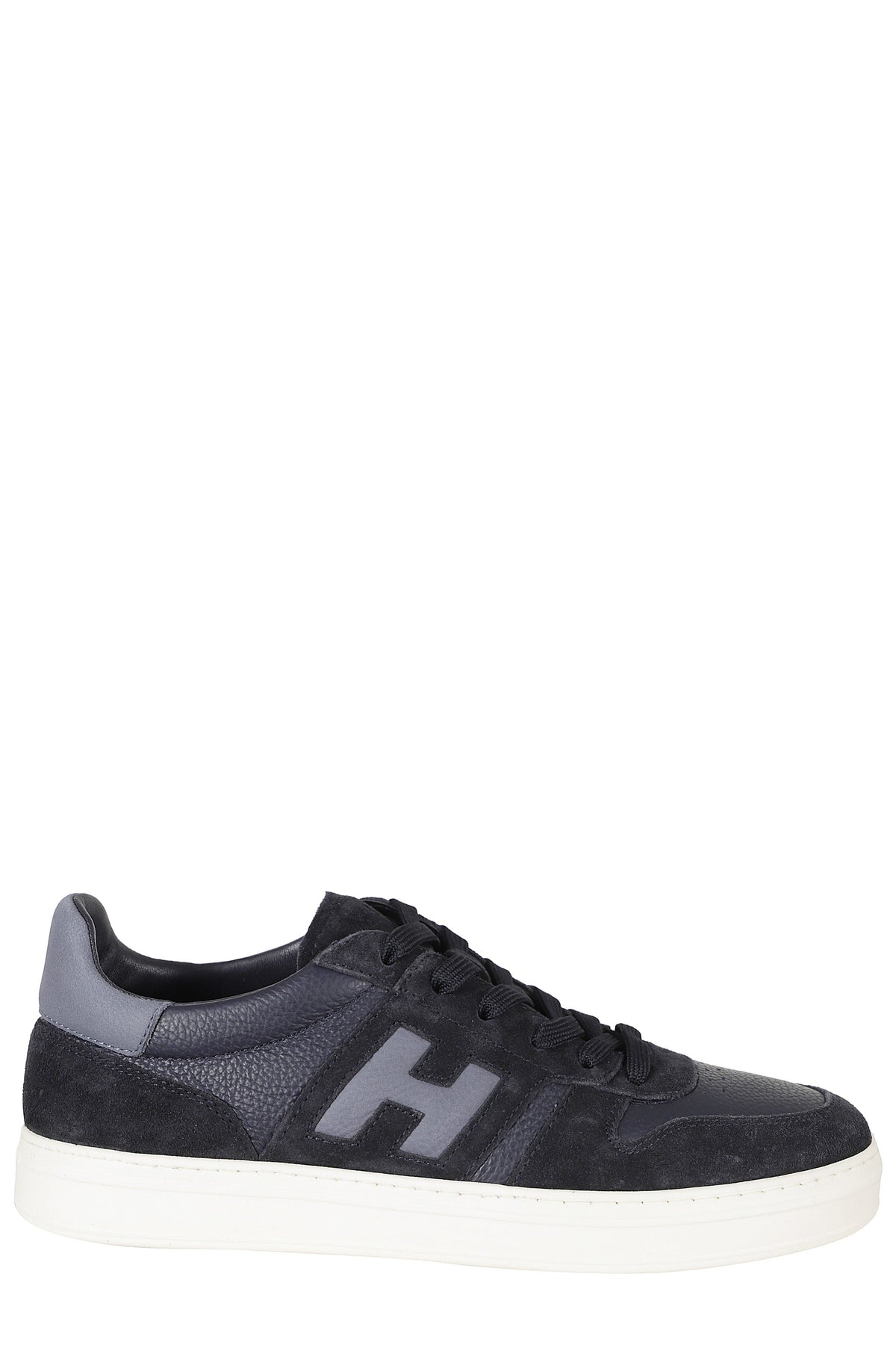 Blue H Tv Smooth Leather Suede Rubber Sole Sneakers