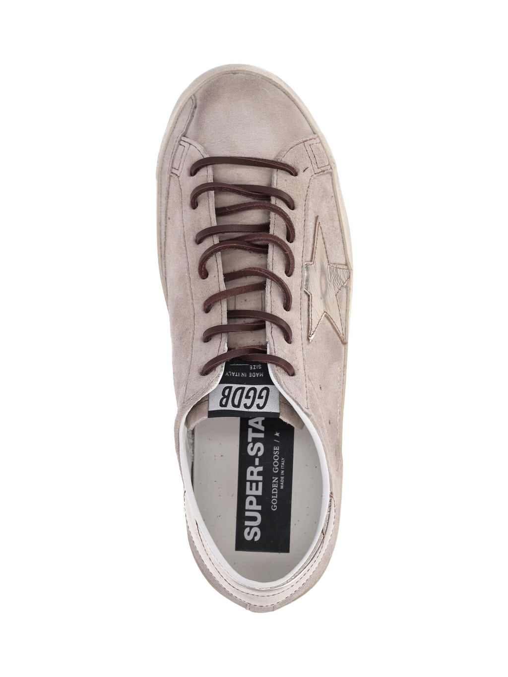 Beige Calf Suede Sneakers with Star Applique