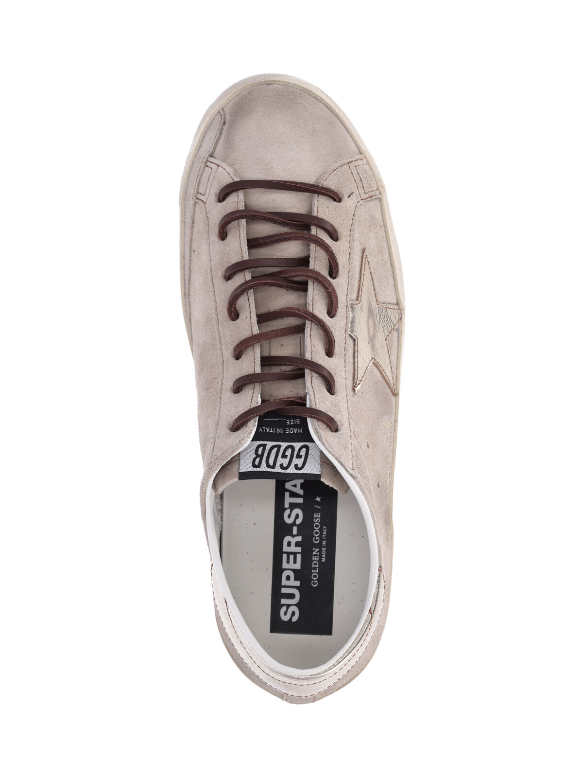 Beige Calf Suede Sneakers with Star Applique