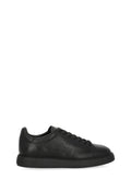 Black Monochromatic Smooth Leather Low-Top Sneakers