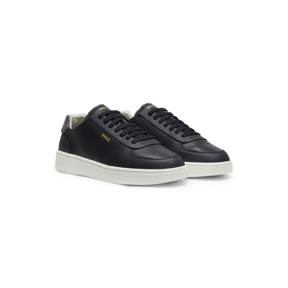 Leather sneakers with gold-tone logo