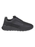 Black Flow Lace-Up Low-Top Calf Leather Sneakers