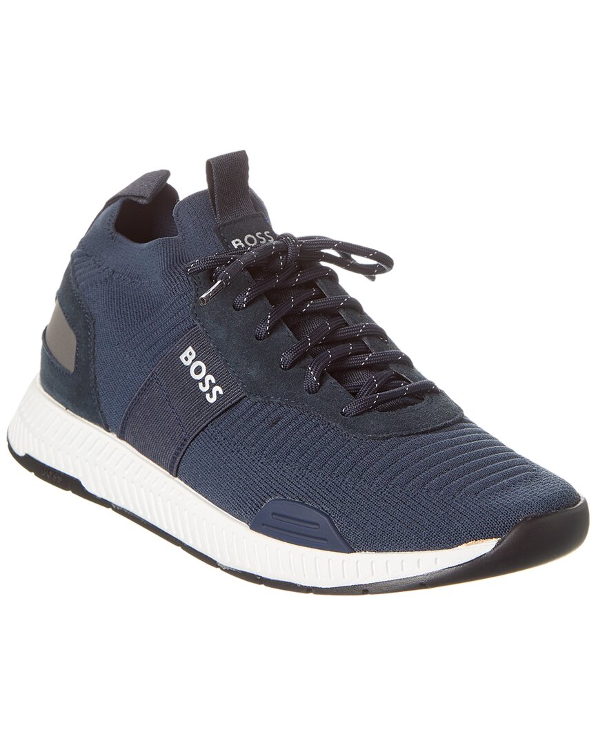 Hugo Boss Titanium Leather-Trim Sneaker