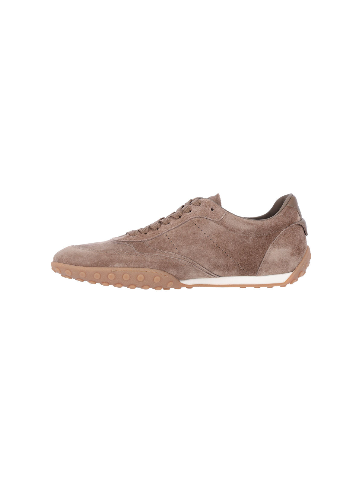 Brown Suede Low-Profile Sneakers with Embossed Logo