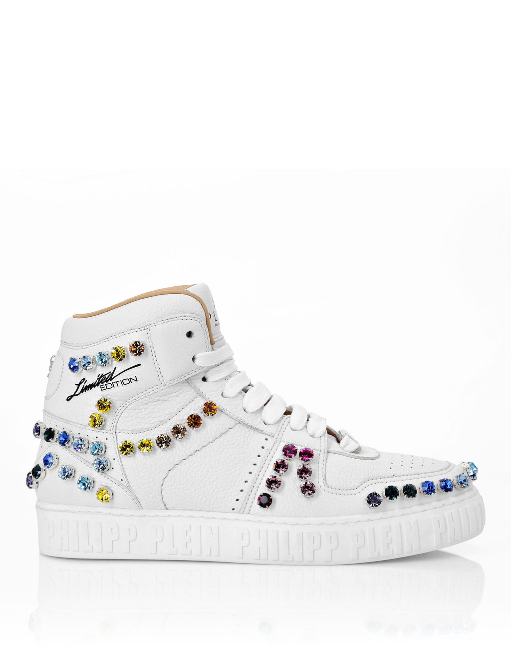 Leather Hi-Top Sneakers Crystal