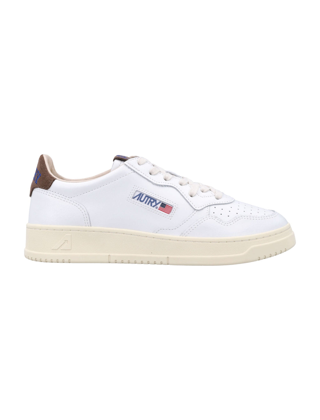 Low-Top Sneakers With Perforated White Leather Upper
