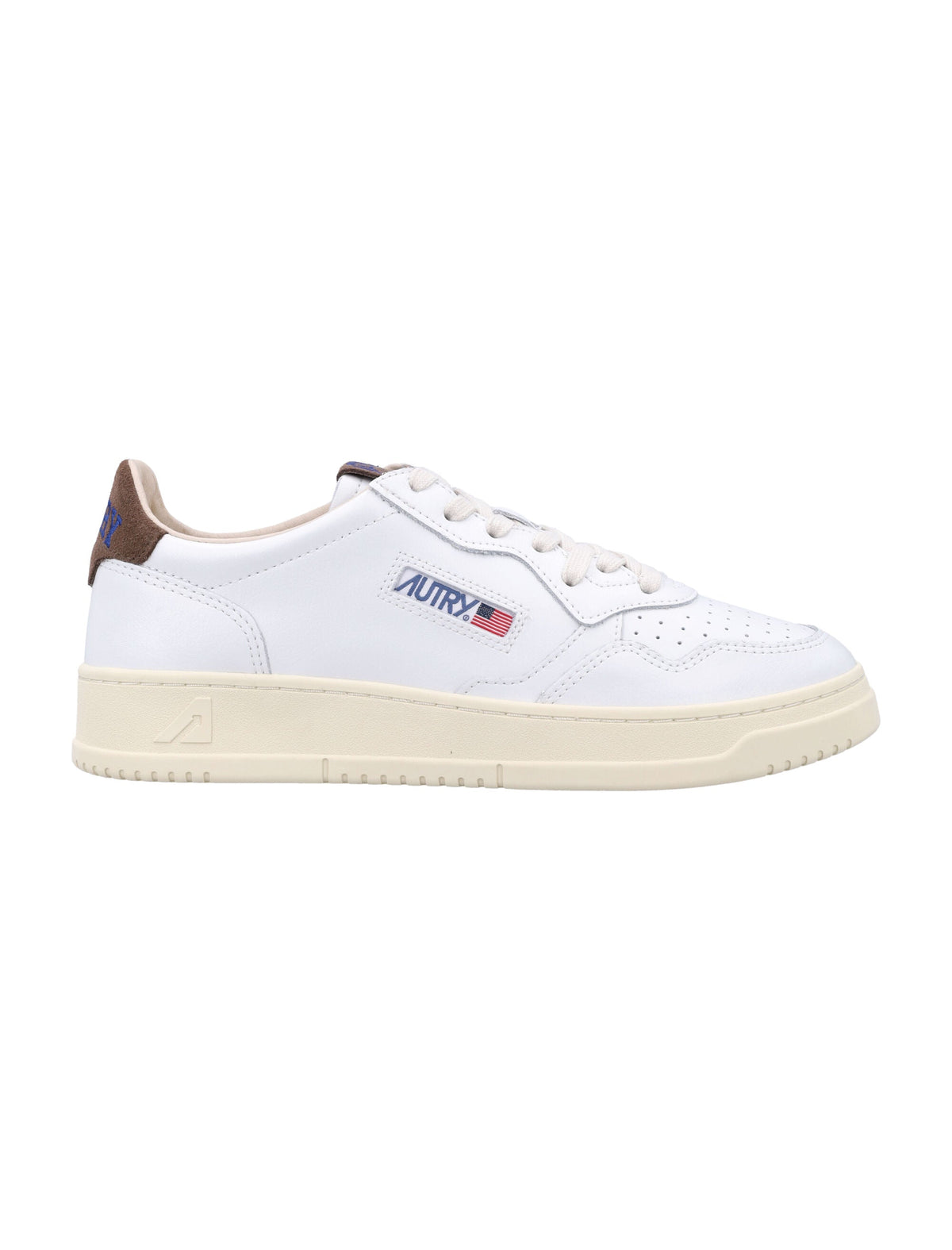 Low-Top Sneakers With Perforated White Leather Upper