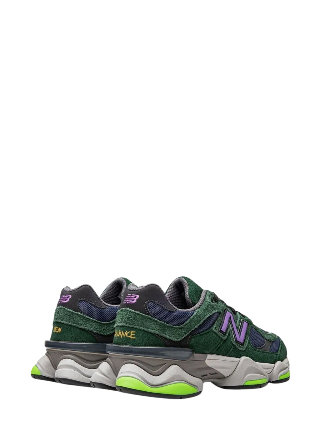 Green 9060 Leather Mesh-Blend Sneakers