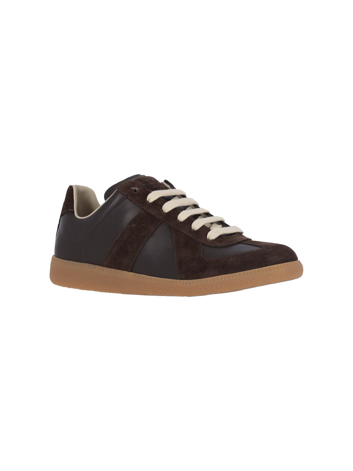 Low-Top Sneakers with Smooth Leather and Suede Panels