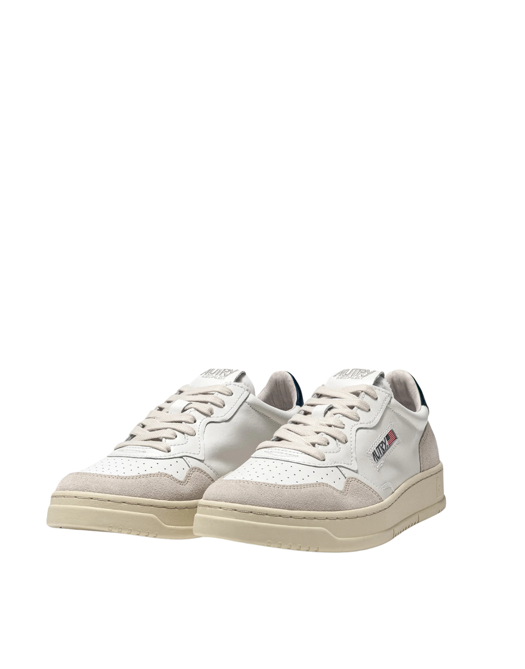 Low-Top Sneakers with Micro-Perforated Toe and Leather Accents