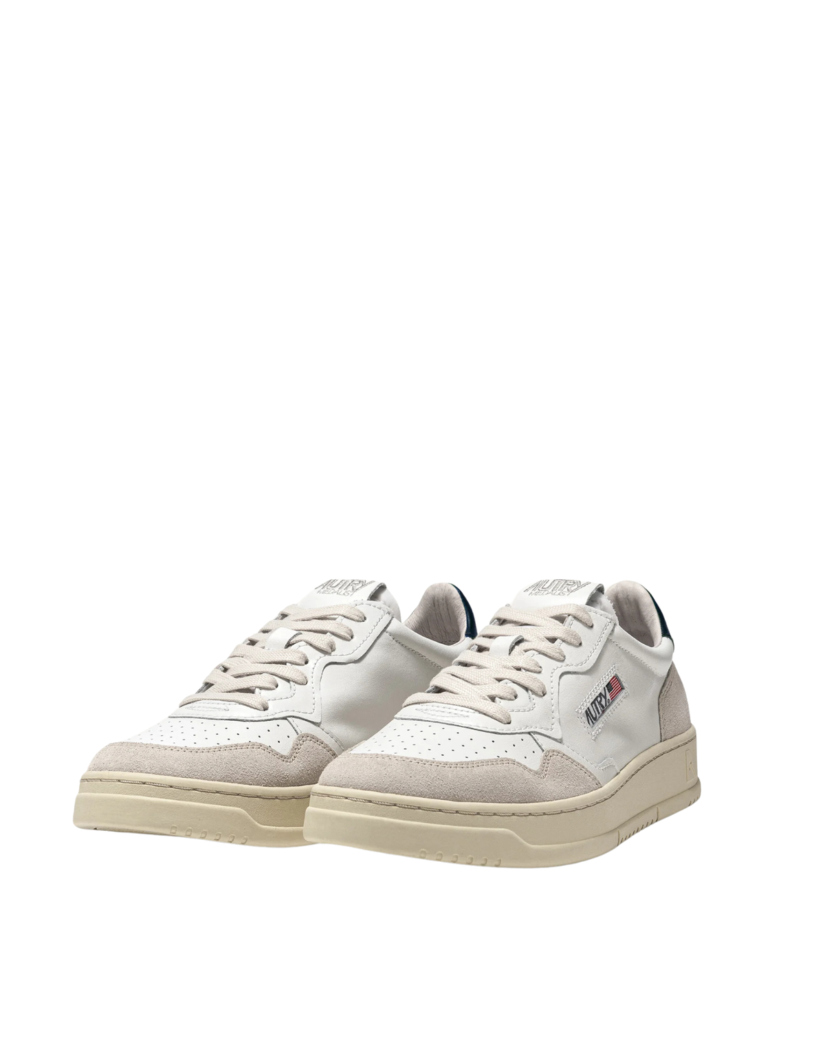 Low-Top Sneakers with Micro-Perforated Toe and Leather Accents