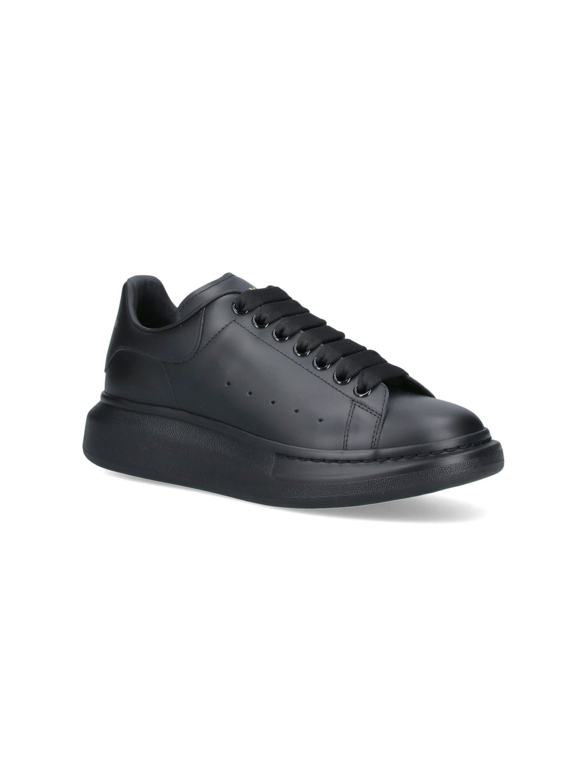 Black Oversized Smooth Leather Platform Sneakers