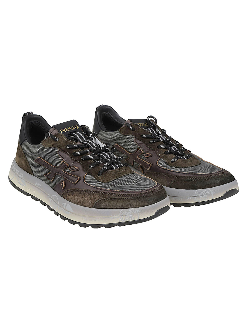 Brown Nous Layered Calfskin Sneakers