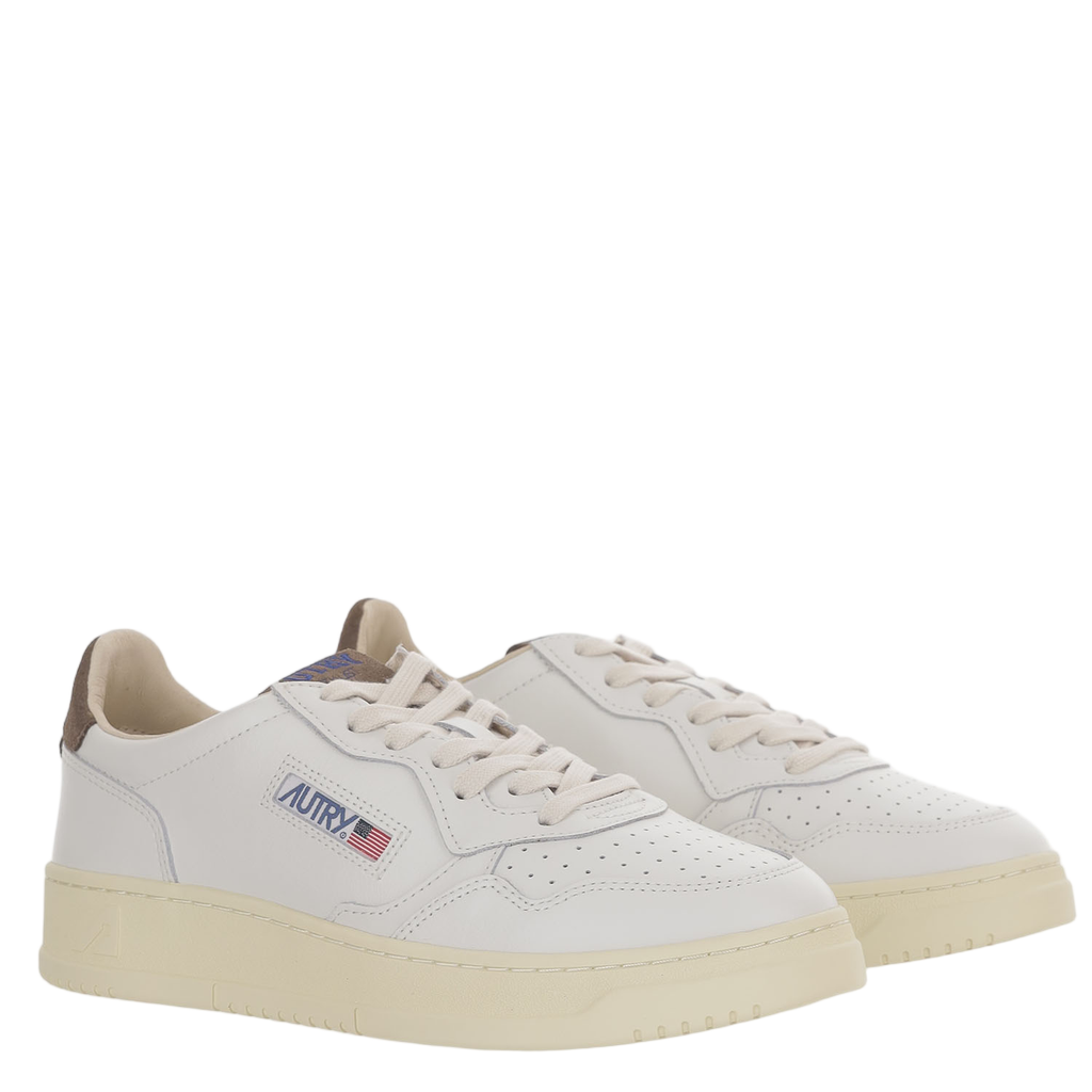 Low-Top Leather Sneakers With Suede Heel Tab And Logo Details
