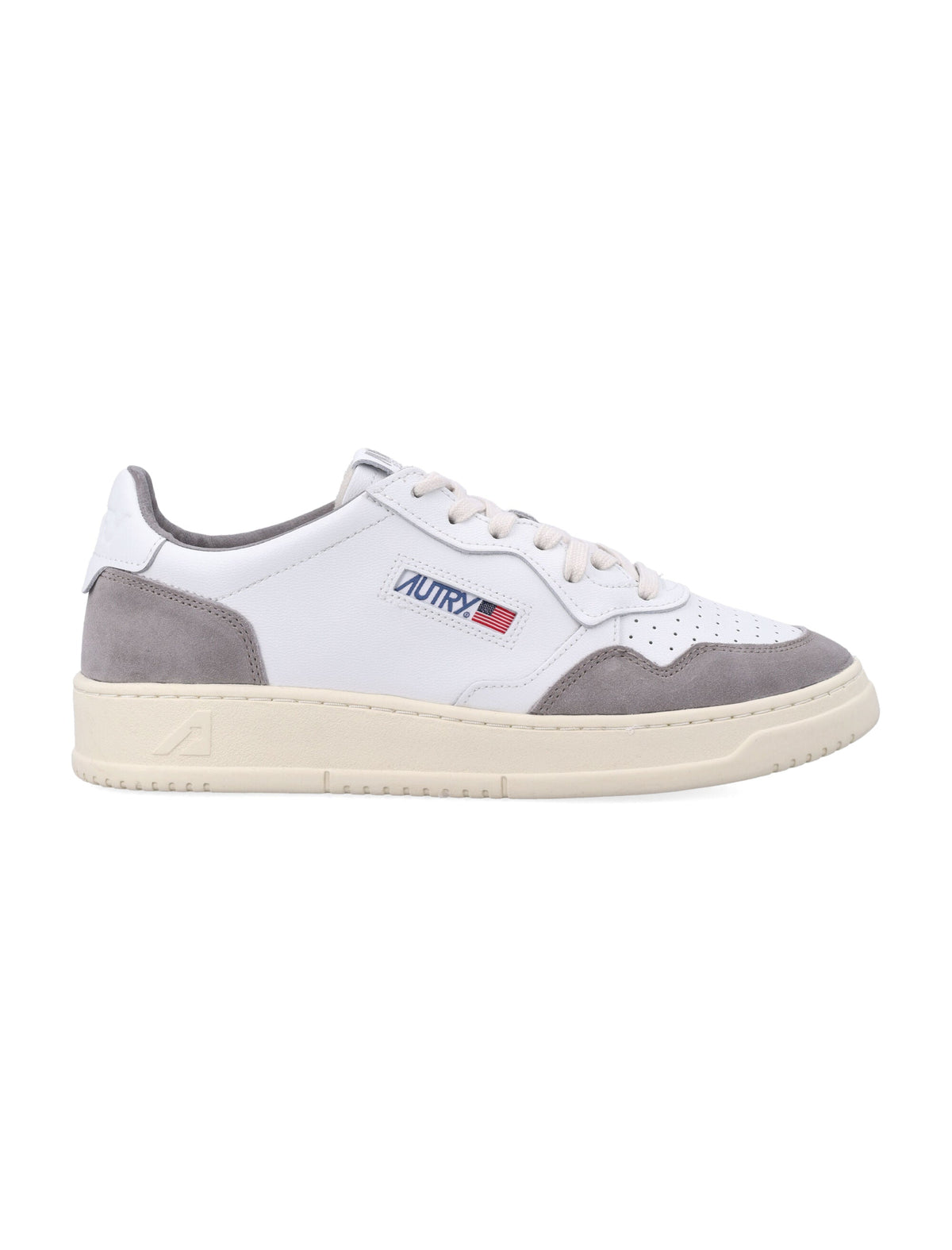 Low-Top Sneakers with Smooth and Perforated Leather Design