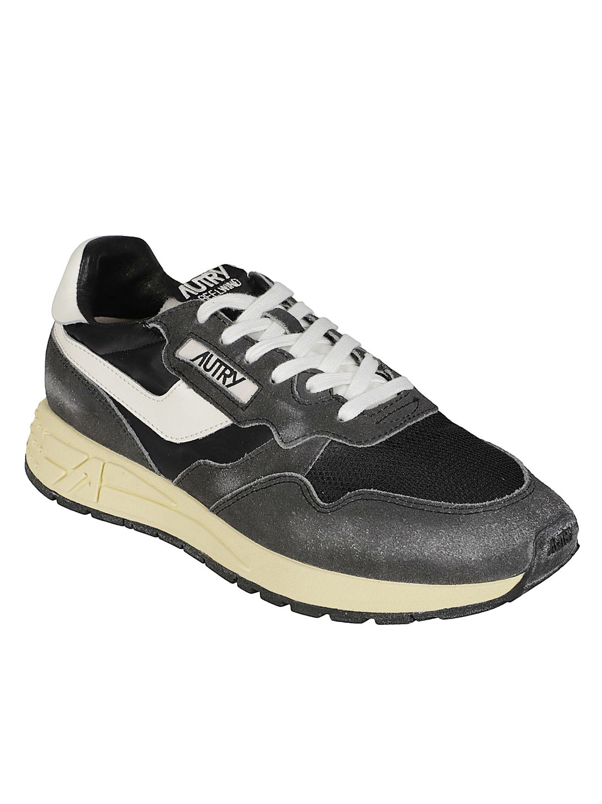 Low-Top Sneakers with Nylon and Suede Cow Leather Composition