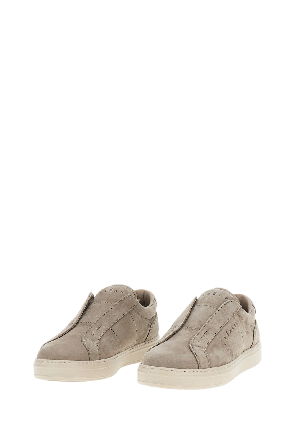 Gray Nubuck Leather Slip-On Sneakers