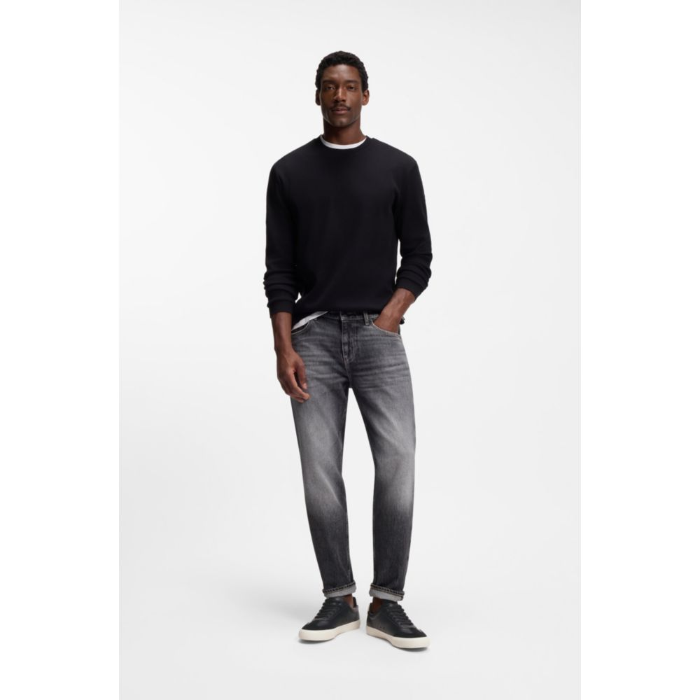 Leather-trim trainers in faux leather
